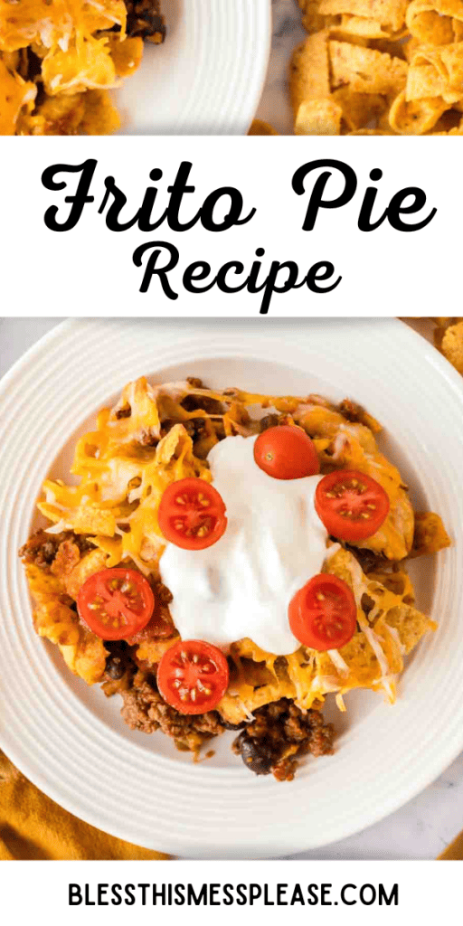 pintrest image with text that reads frito pie recipe