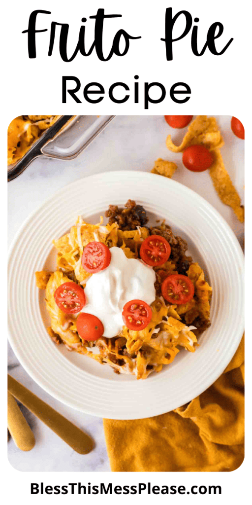 pintrest image with text that reads frito pie recipe