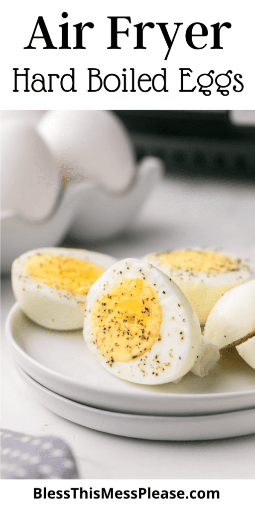 pintrest image with text that reads air fryer hard boiled eggs