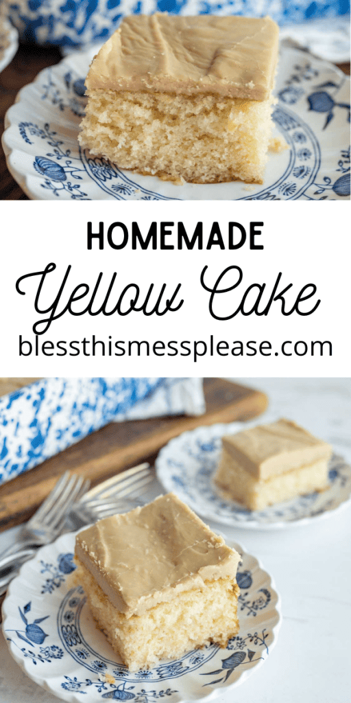 pintrest image with text that reads yellow cake recipe