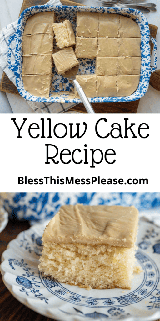 pintrest image with text that reads yellow cake recipe