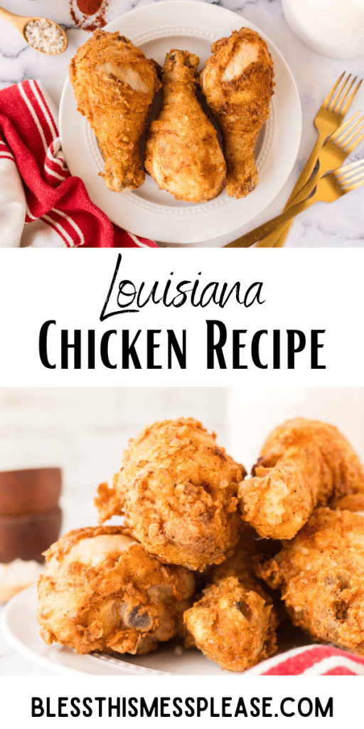 pintrest image with text that reads louisiana chicken recipe