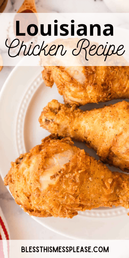 pintrest image with text that reads louisiana chicken recipe