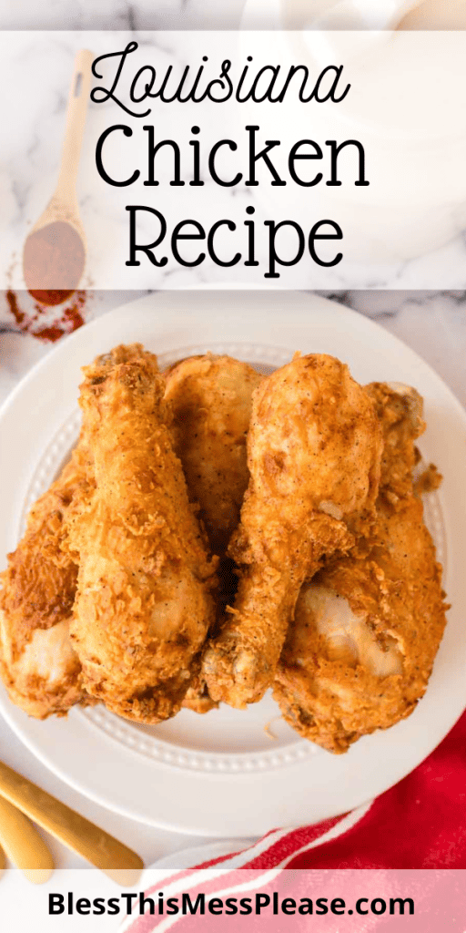 pintrest image with text that reads louisiana chicken recipe