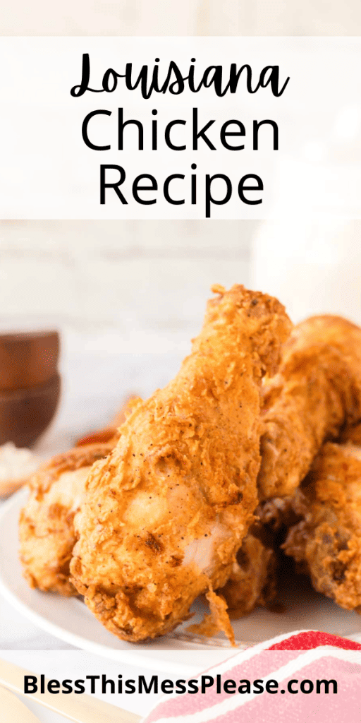 pintrest image with text that reads louisiana chicken recipe