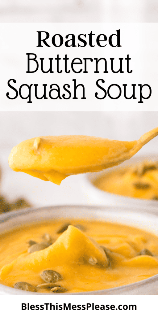 pintrest image with text that reads roasted butternut squash soup.