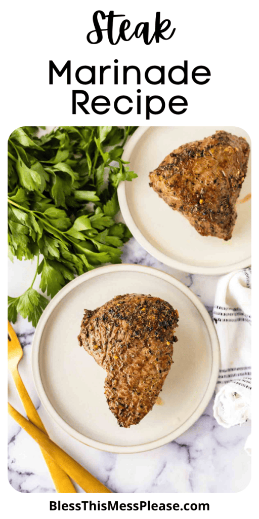 pintrest image with text that reads steak marinade recipe