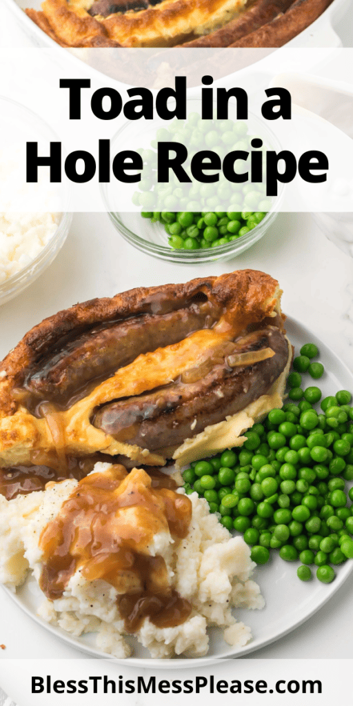pintrest image with text that reads toad in a hole recipe