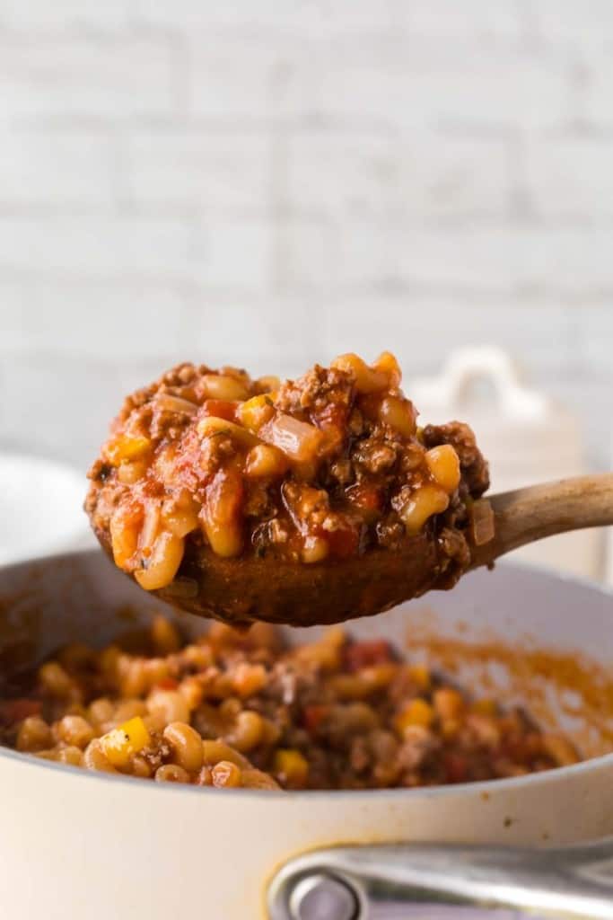 Spoonful of chop suey.