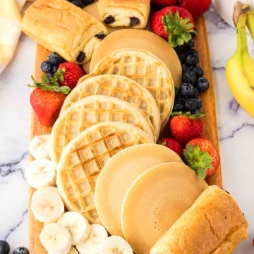 spread of various breakfast items to form a breakfast charcuterie board