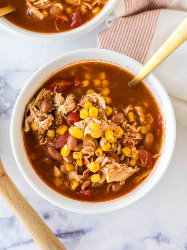 brunswick stew served in a white bowl