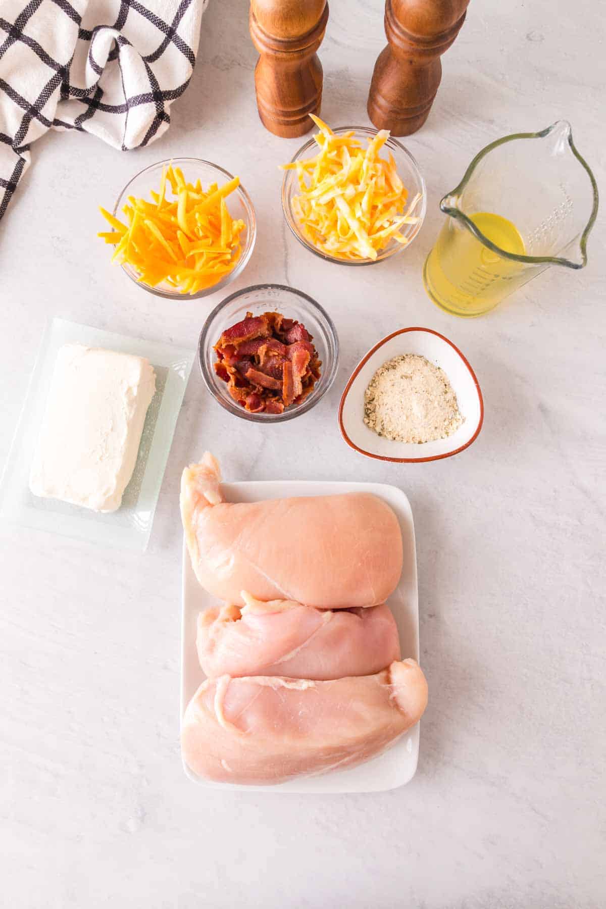 portioned raw ingredients of crack chicken