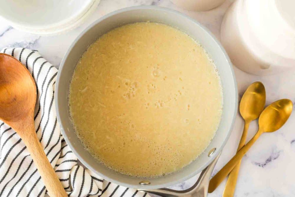 egg drop soup in a pot