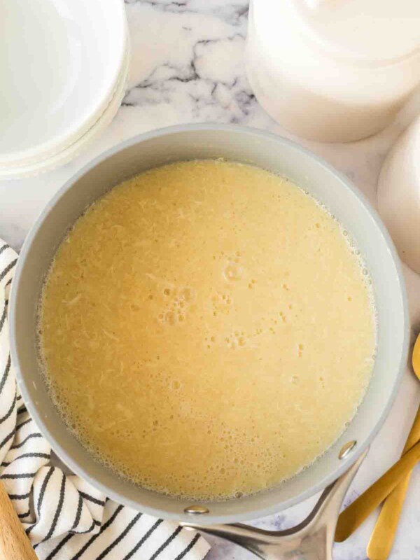 egg drop soup in a pot
