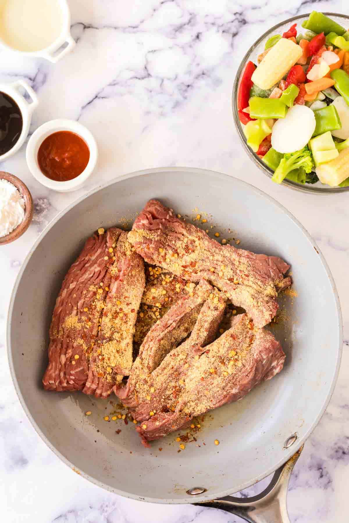 sautéed pan with hunan beef