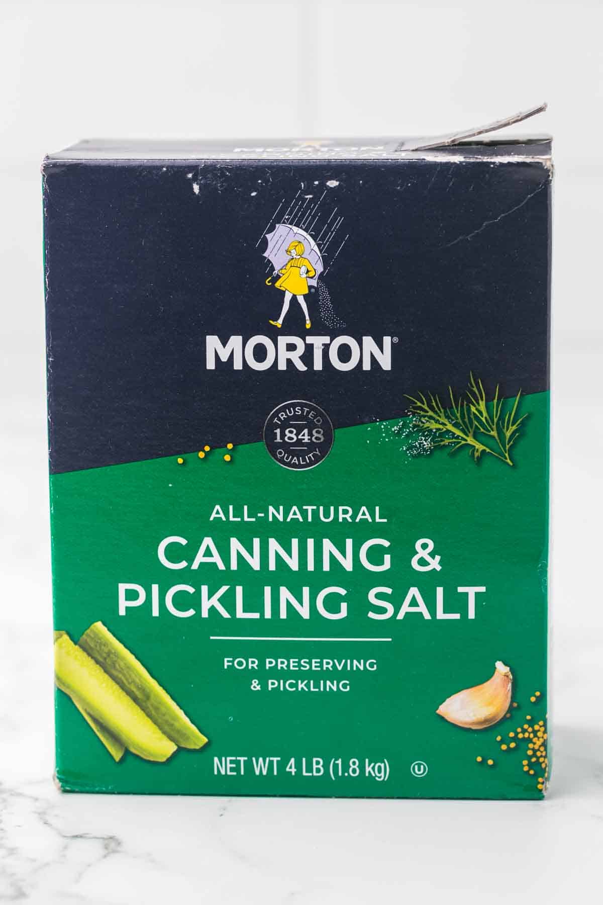 paper box of Morton's all natural canning and pickling salt