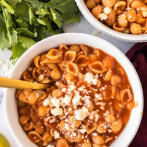 white bowl with a serving of sopitas recipe