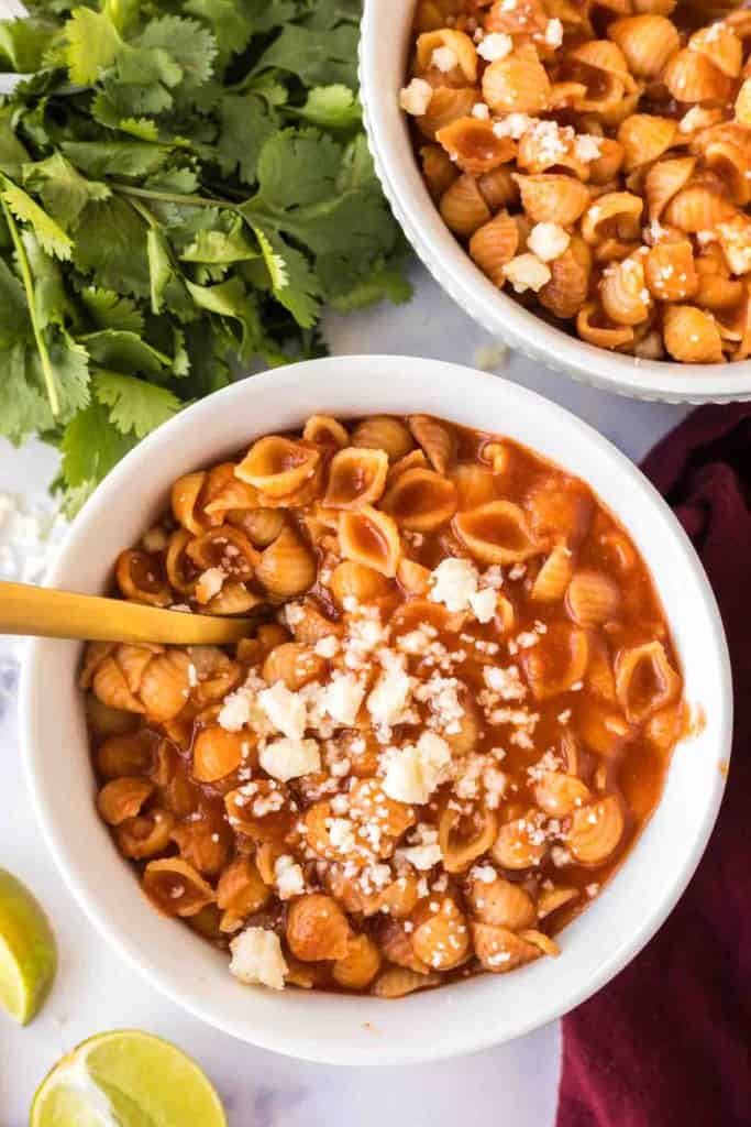 white bowl with a serving of sopitas recipe