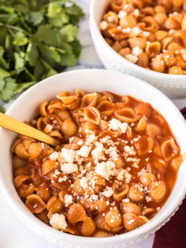 white bowl with a serving of sopitas recipe