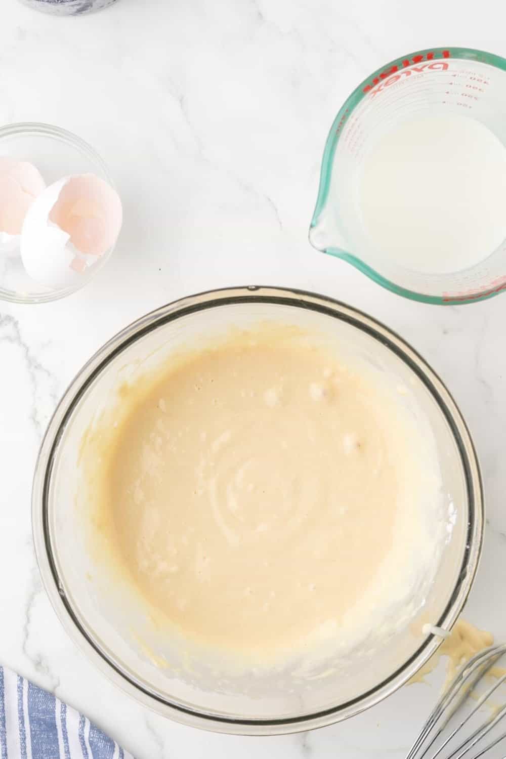 bowl with toad in a hole dough