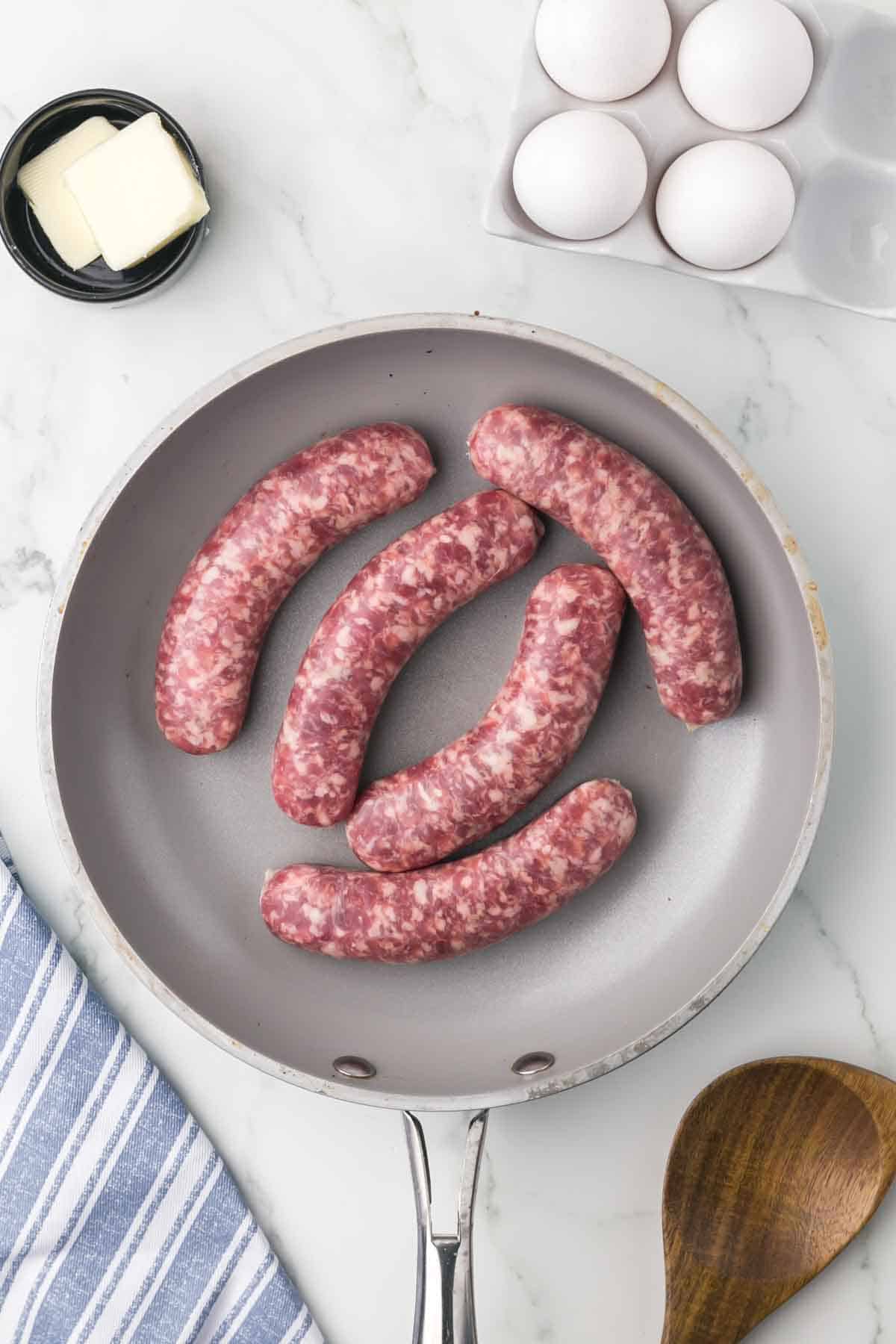 raw sausage for toad in a hole