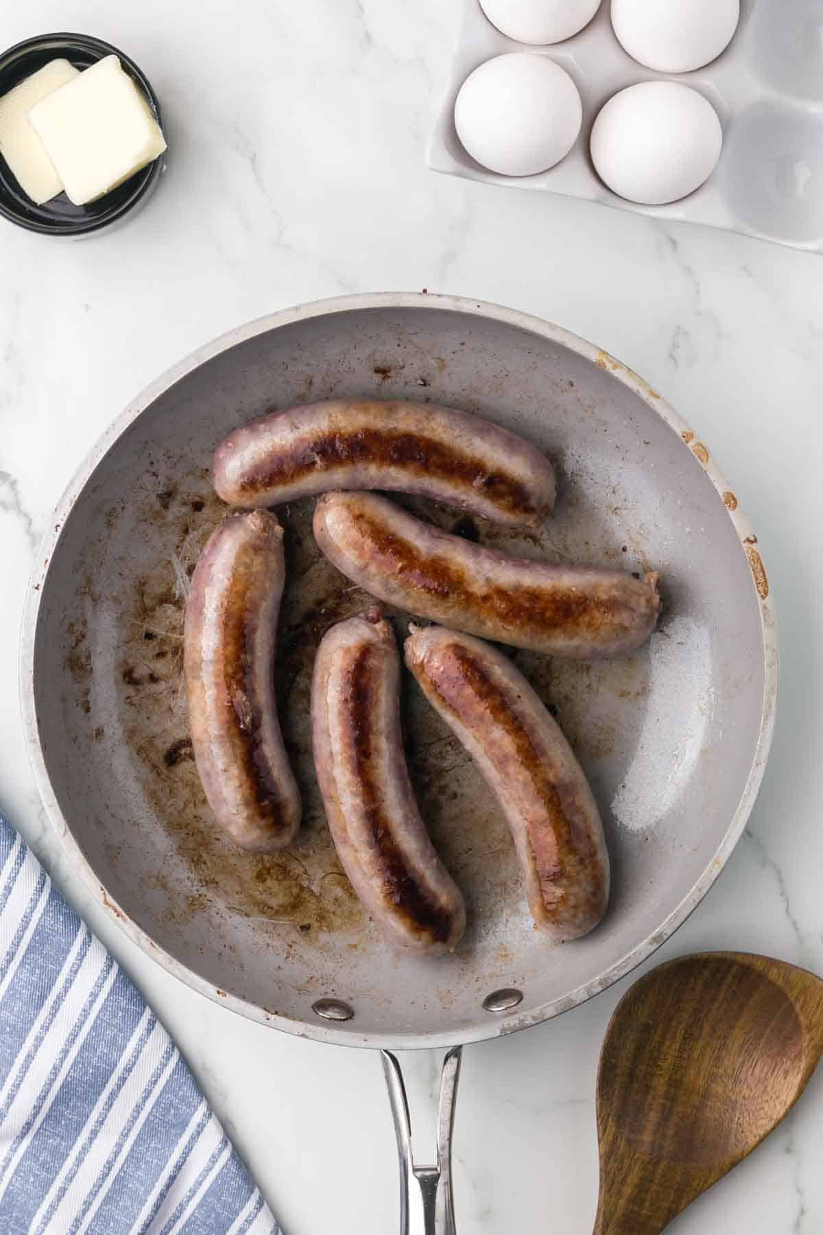 cooked sausage for toad in a hole