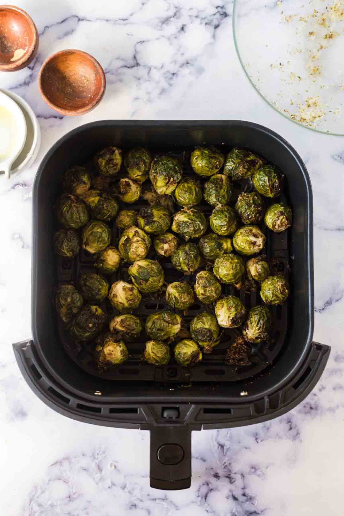 baked brussel sprouts in the air fryer