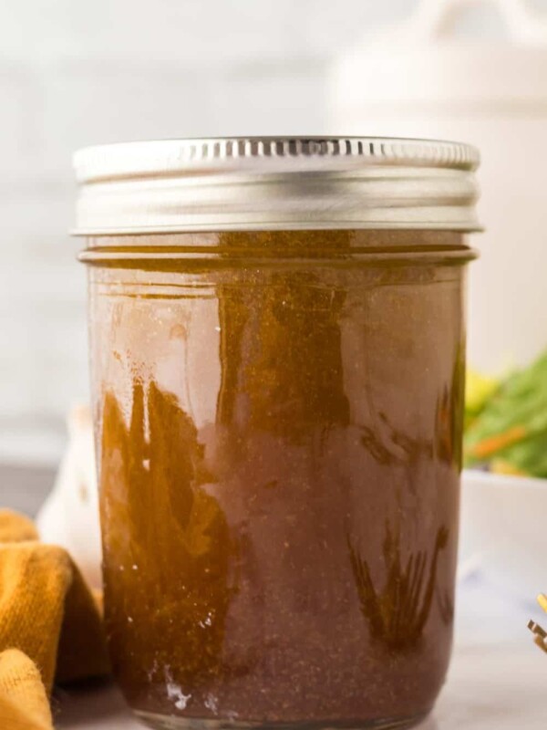 mason jar with asian salad dressing