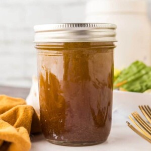 mason jar with asian salad dressing