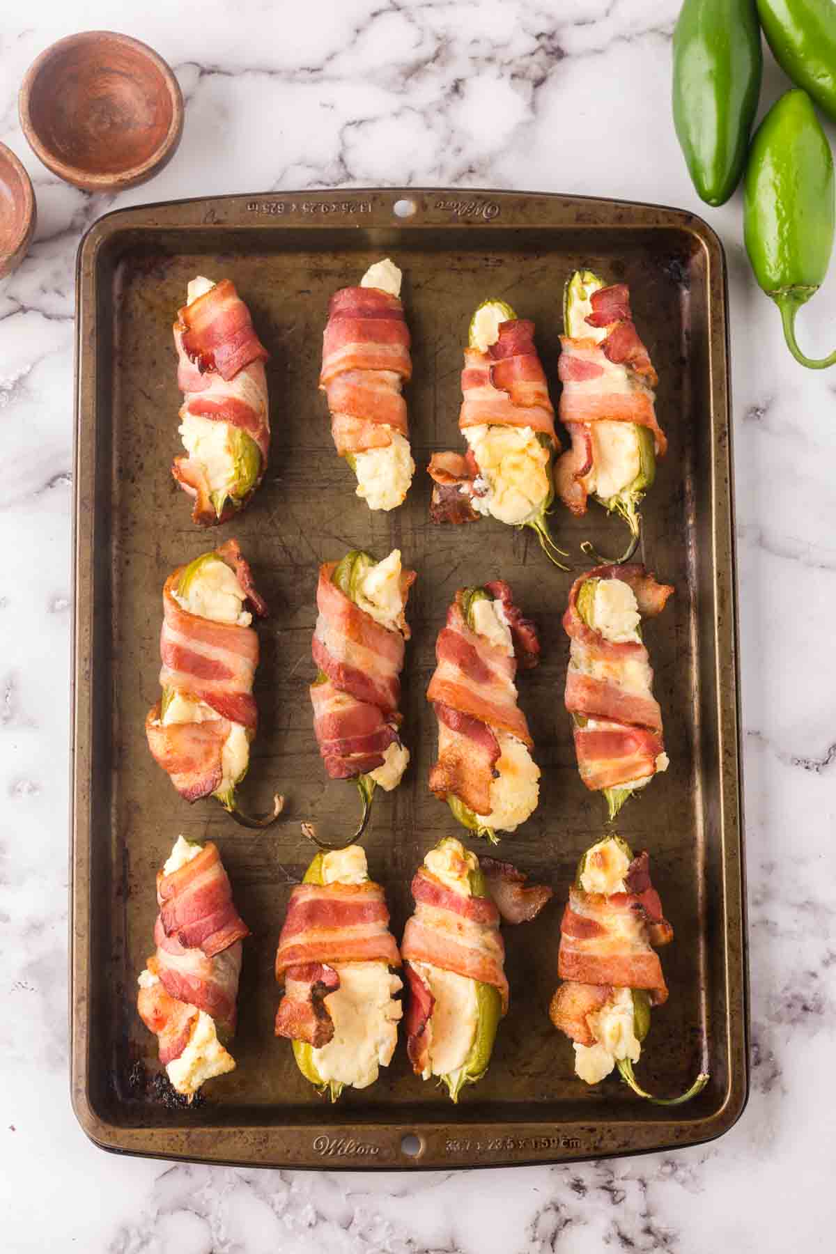 baked bacon wrapped jalapeno poppers