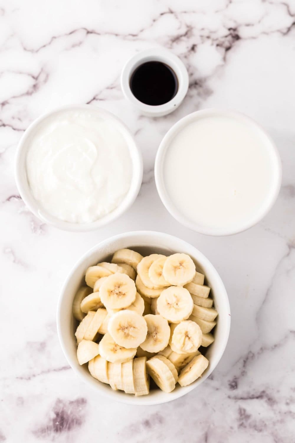 ingredients for banana smoothie.