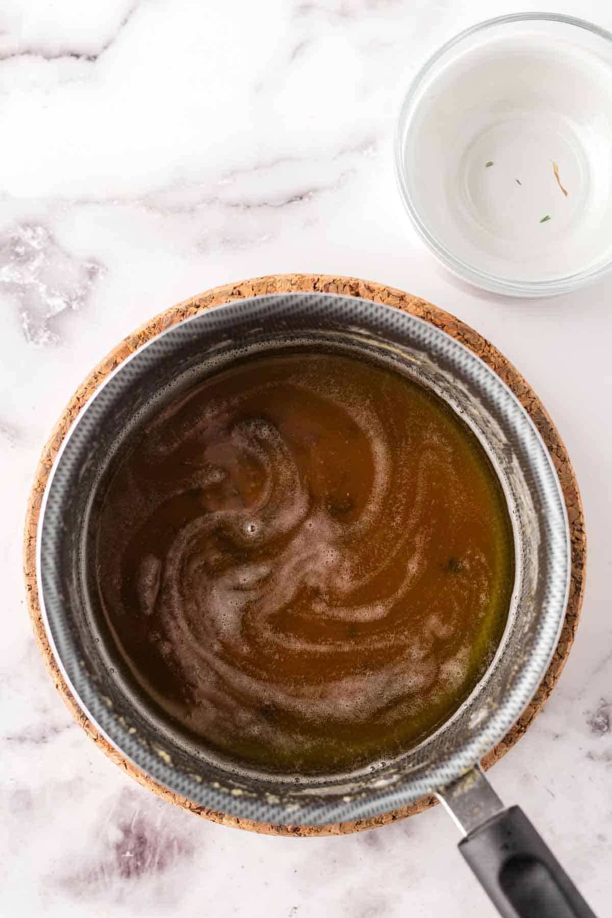 pot of brown butter sauce