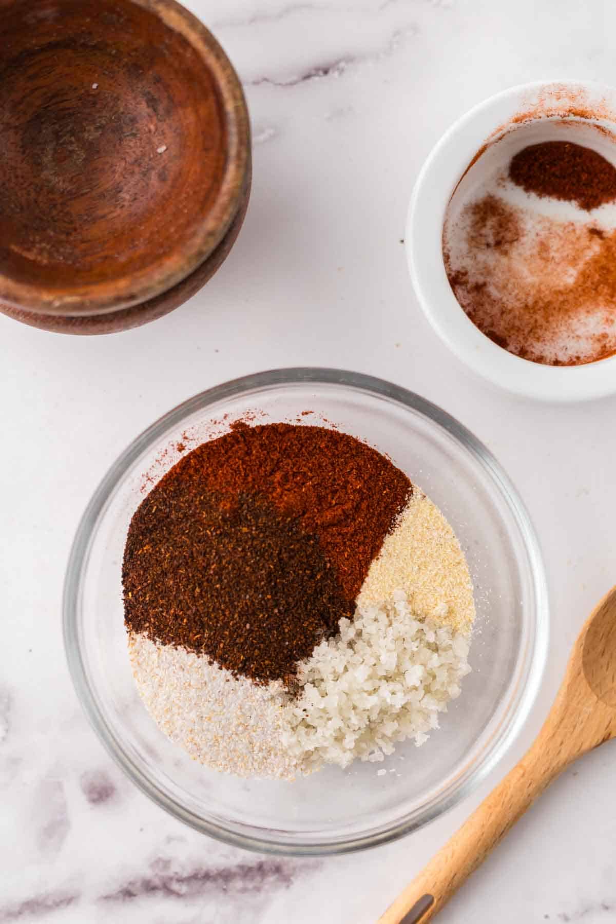 burger seasoning in a clear mixing bowl