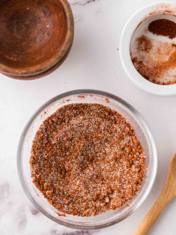 burger seasoning in a clear mixing bowl.