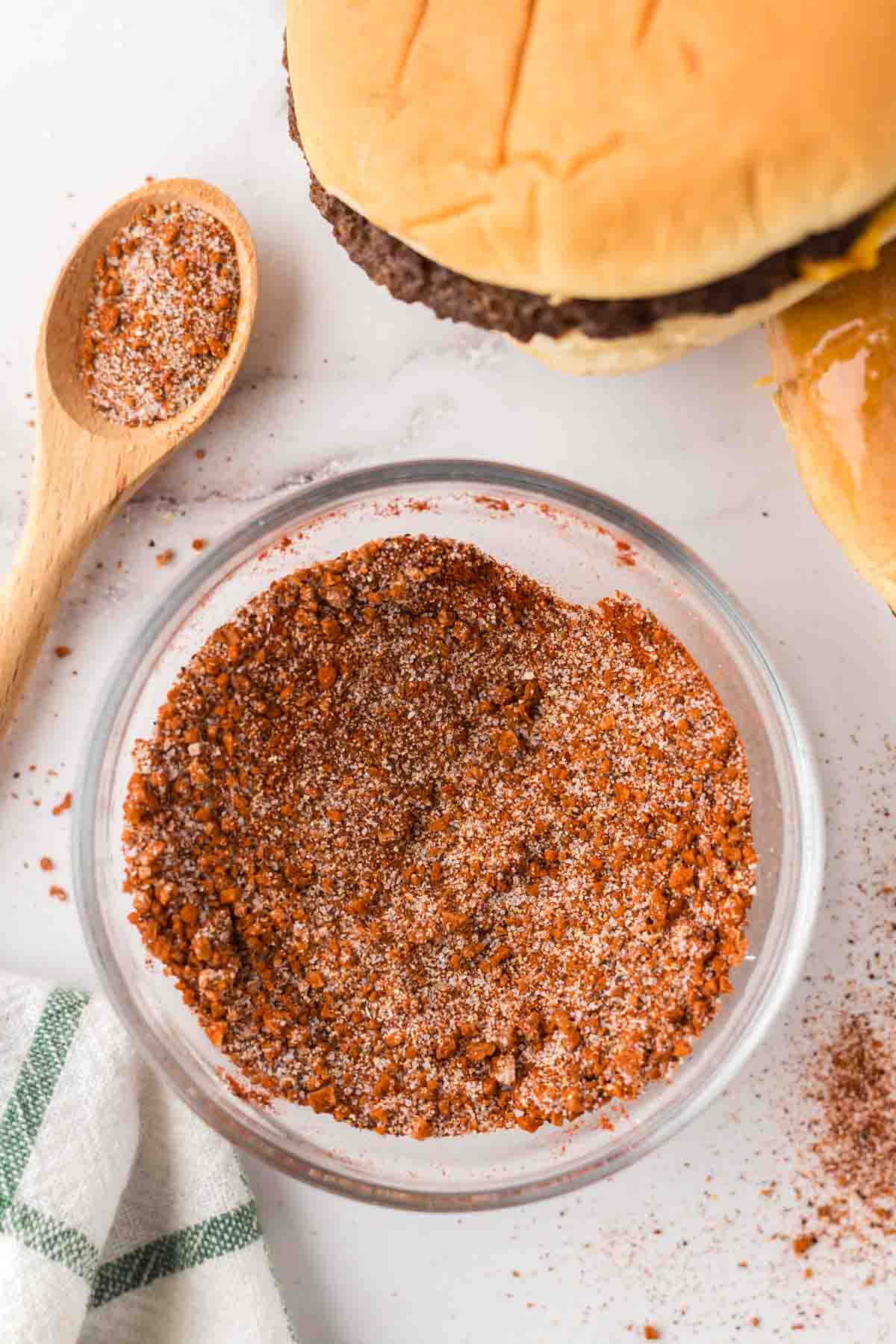 burger seasoning in a clear mixing bowl