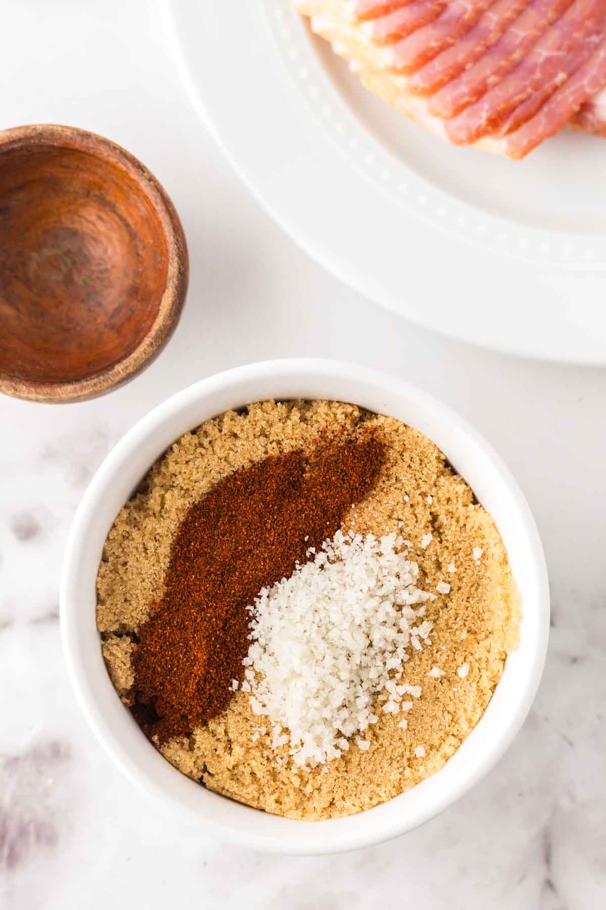 candied bacon sugar portioned to the side