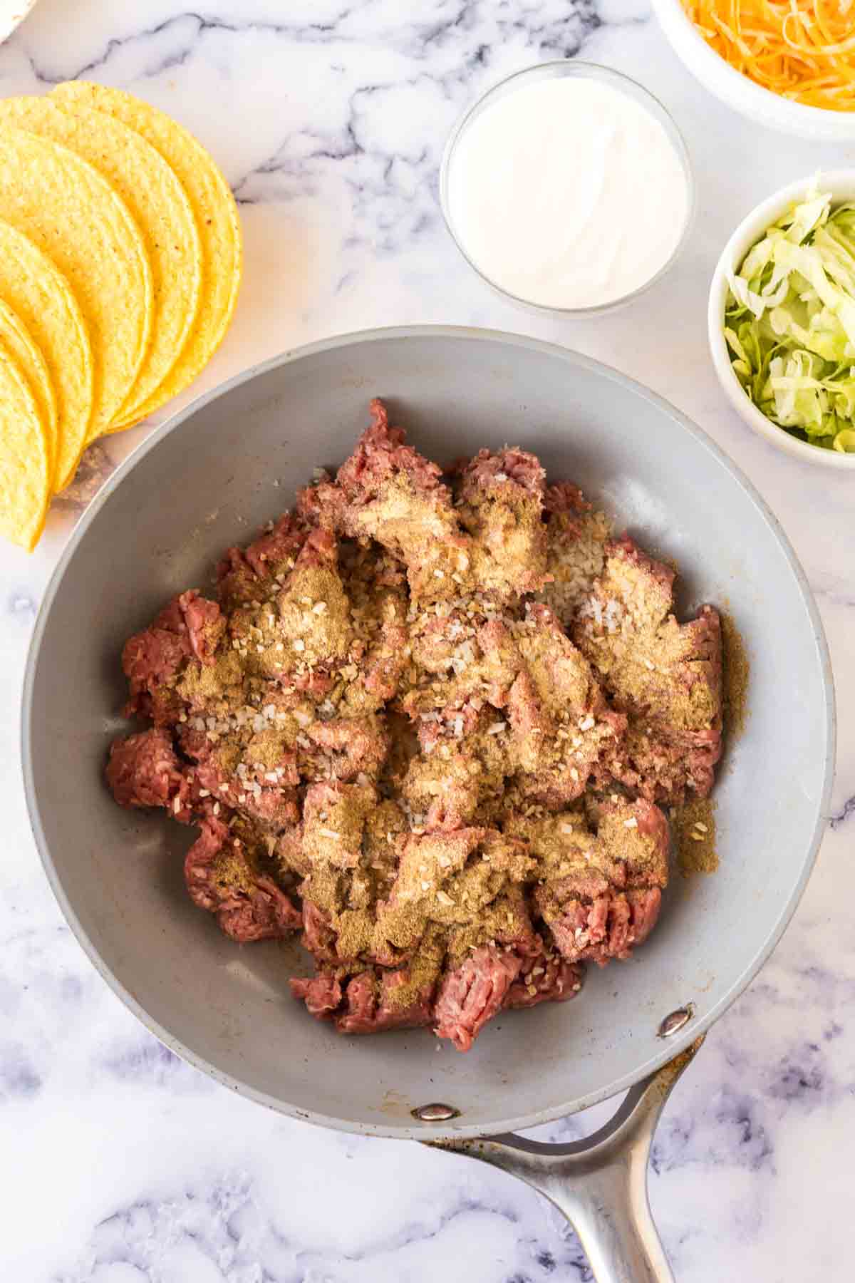 pan cooking hamburger meat for cheesy gordita crunch recipe