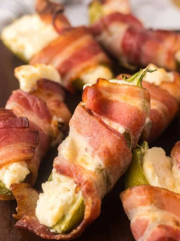 close up of bacon wrapped jalapeno poppers