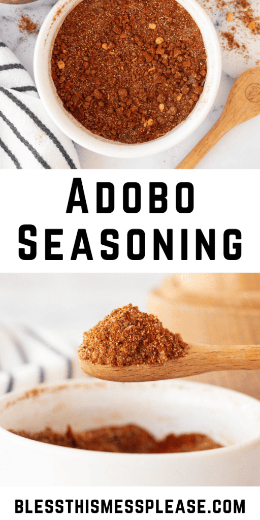 Pinterest Image that matches the text which reads Adobo Seasoning Recipe