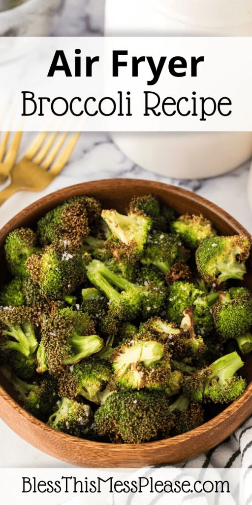 Pinterest Image that matches the text which reads Air Fryer Broccoli Recipe