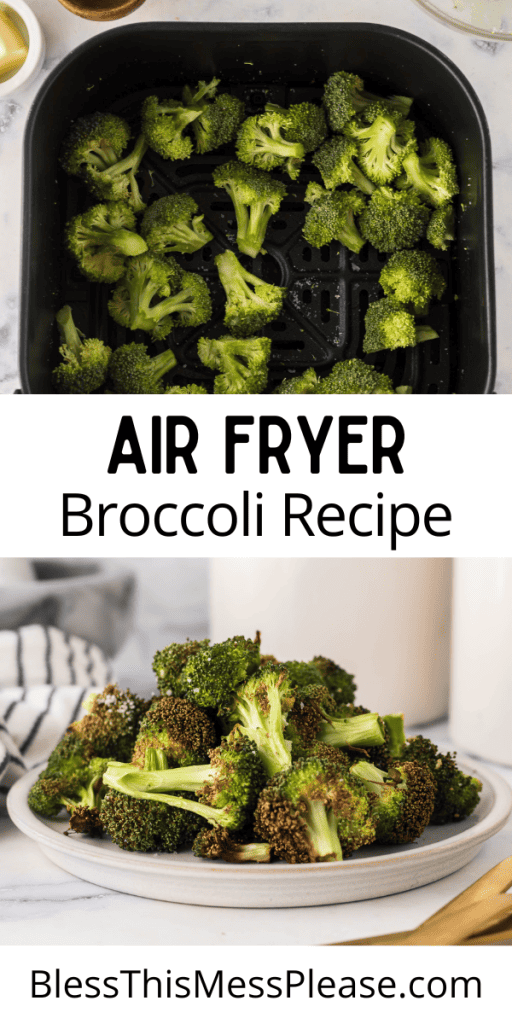 Pinterest Image that matches the text which reads Air Fryer Broccoli Recipe
