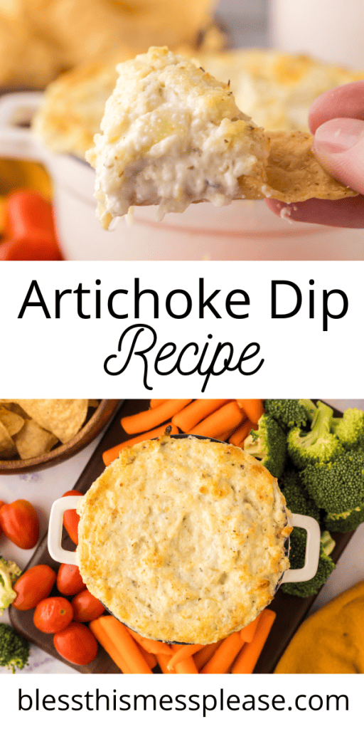 Pinterest Image that matches the text which reads Artichoke Dip Recipe