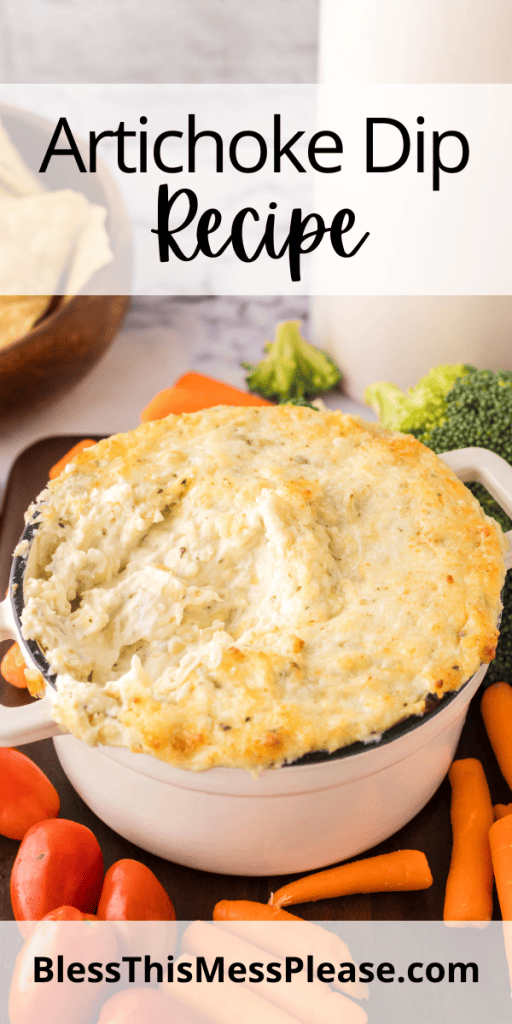 Pinterest Image that matches the text which reads Artichoke Dip Recipe