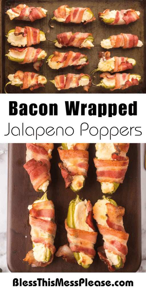 Pinterest Image that matches the text which reads Bacon Wrapped Jalapeño Poppers Recipe