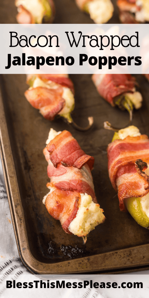 Pinterest Image that matches the text which reads Bacon Wrapped Jalapeño Poppers Recipe