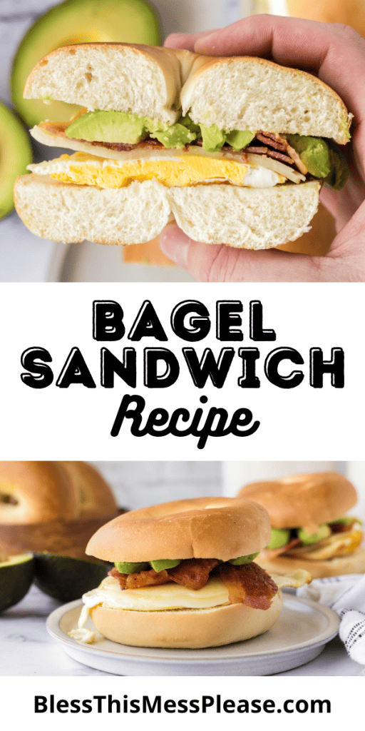 Pinterest Image that matches the text which reads Bagel Sandwich Recipe