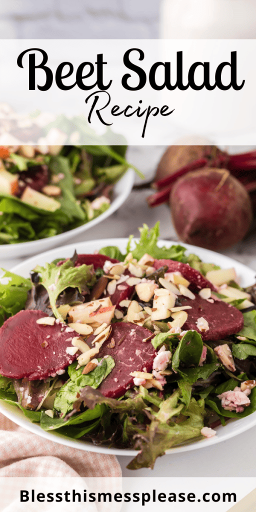 Pinterest pin with text that reads Beet Salad Recipe.