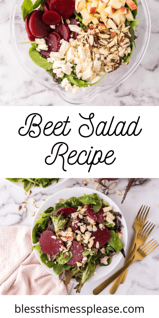 Pinterest pin with text that reads Beet Salad Recipe.