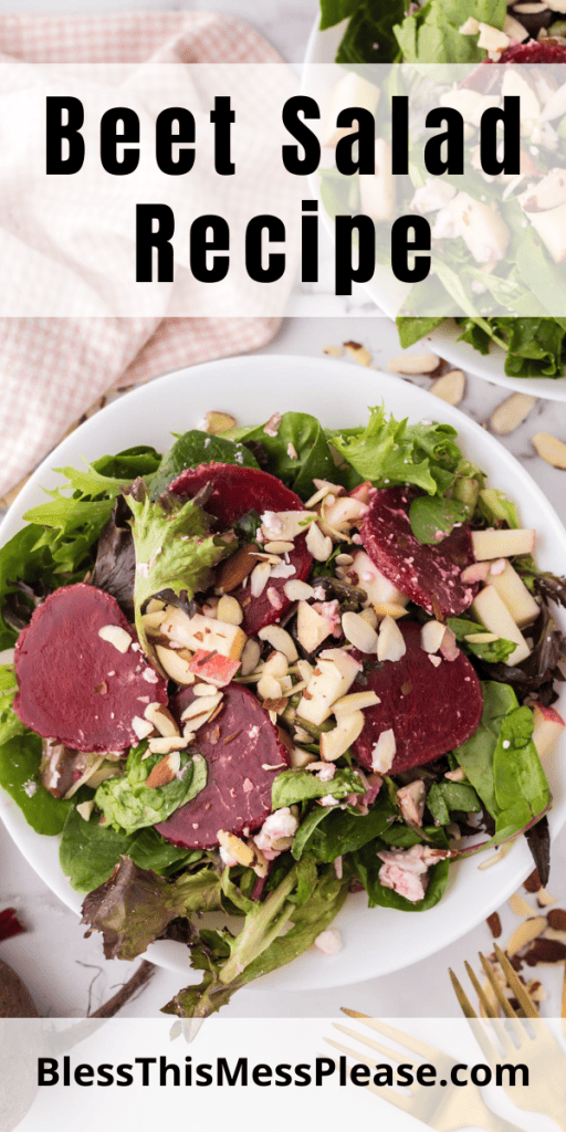 Pinterest pin with text that reads Beet Salad Recipe.