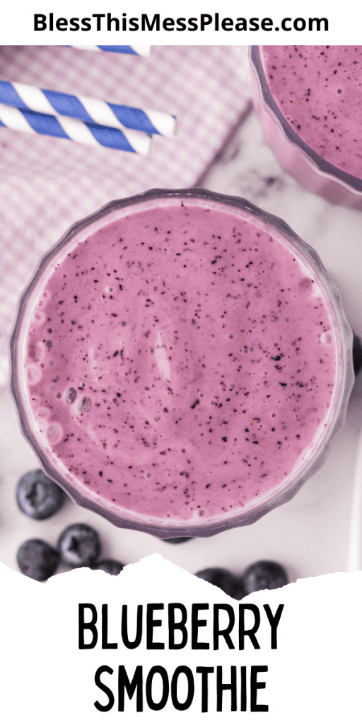 Pinterest Image that matches the text which reads Blueberry Smoothie Recipe